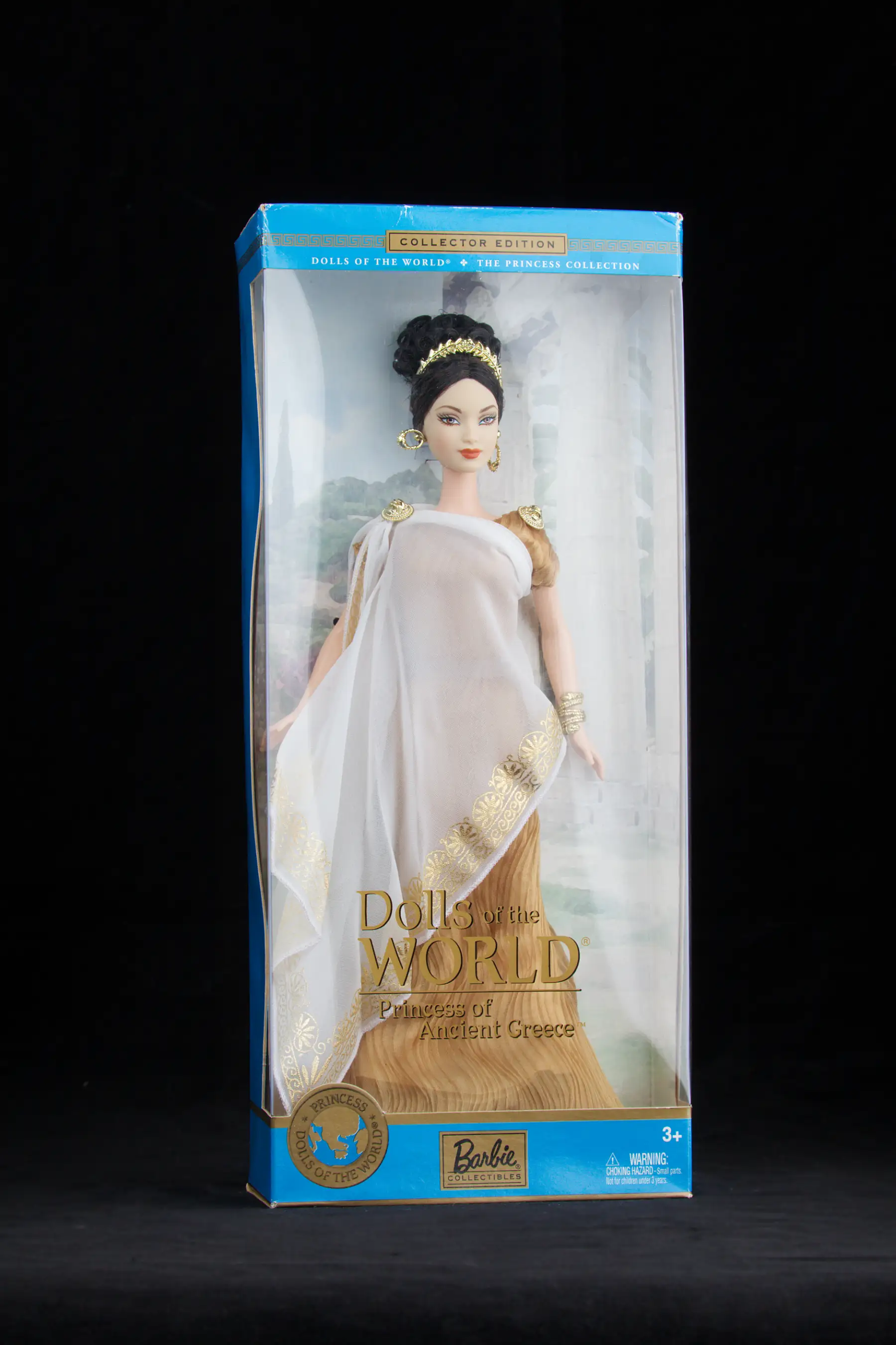 A boxed Dolls of the World Barbie, Princess of Ancient Greece, in a white and gold gown with a gold laurel headpiece